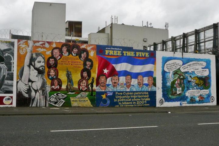 The murals along the peace wall in Belfast Ireland